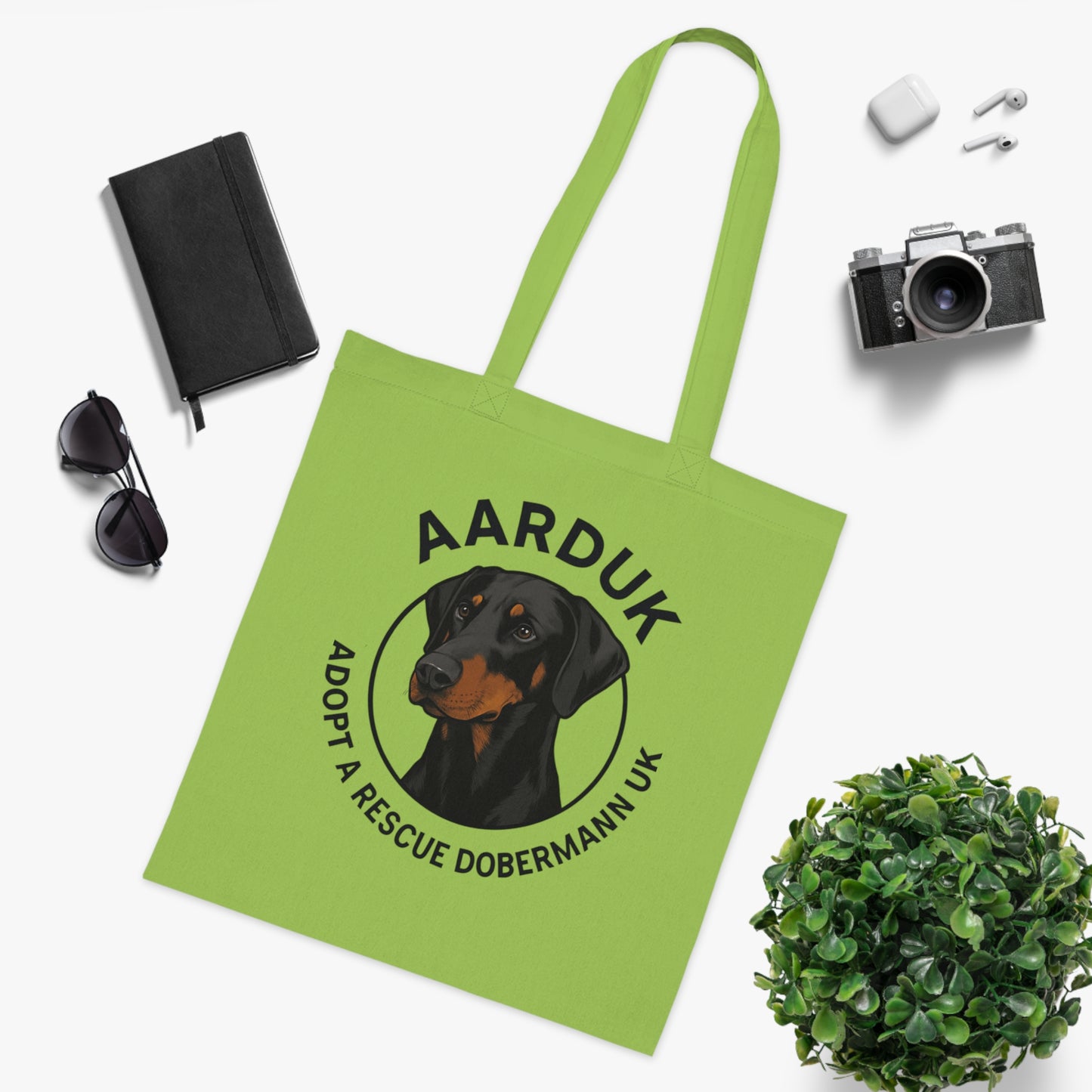 AARDUK Cotton Tote Bag - Eco-Friendly, Adoption Awareness Reusable Shopping Bag. (Black/Tan)