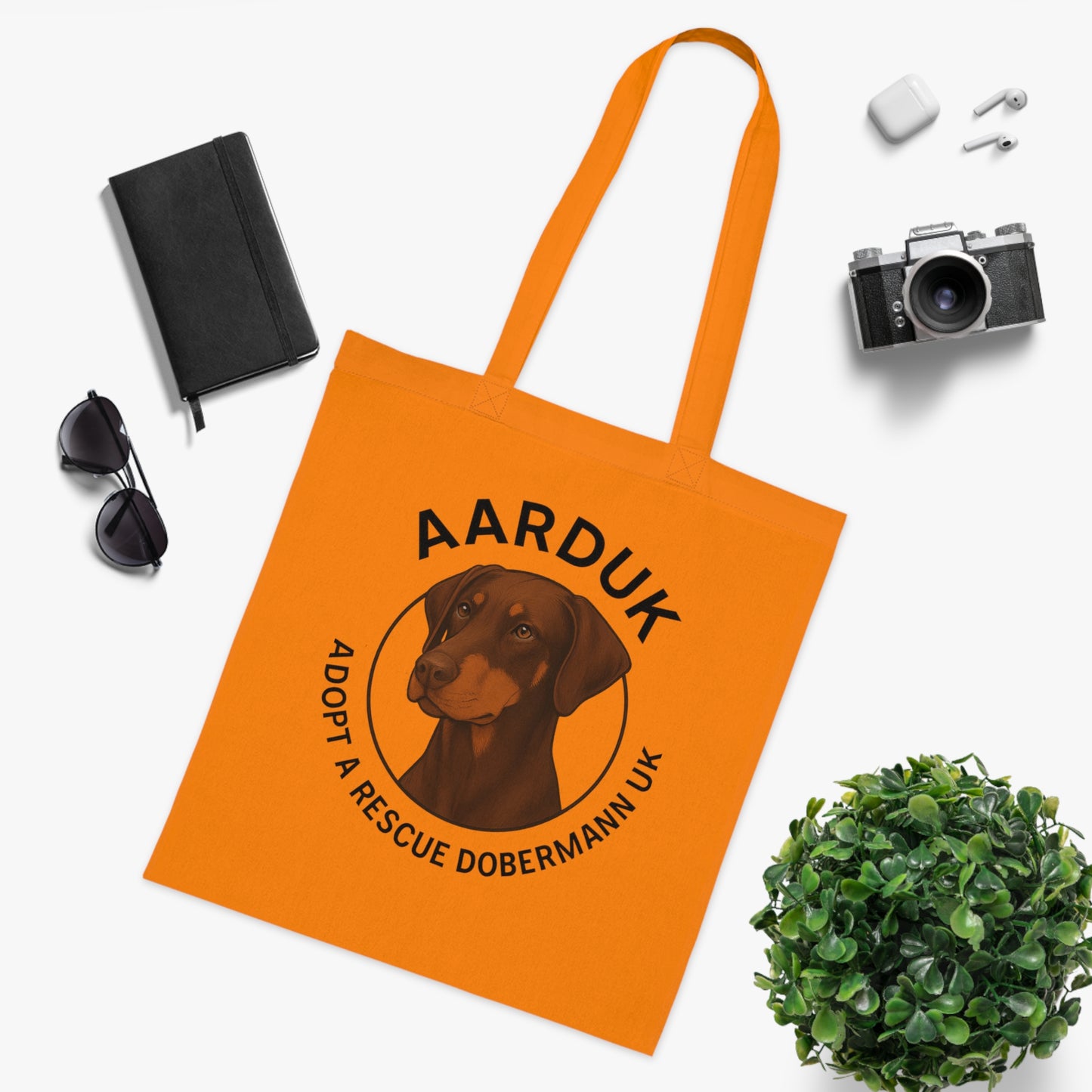 AARDUK Cotton Tote Bag - Eco-Friendly, Adoption Awareness, Reusable Shopping Bag. (Brown/Tan)