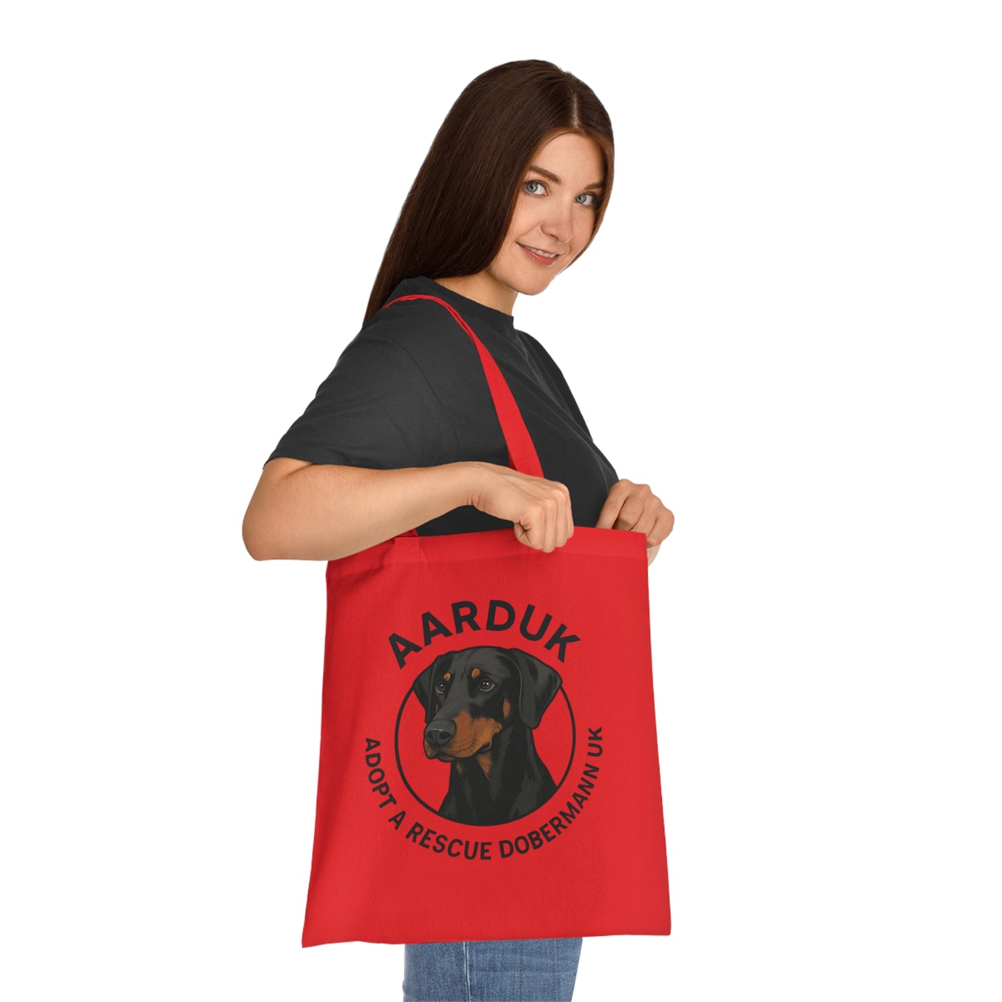 AARDUK Cotton Tote Bag - Eco-Friendly, Adoption Awareness Reusable Shopping Bag. (Black/Tan)