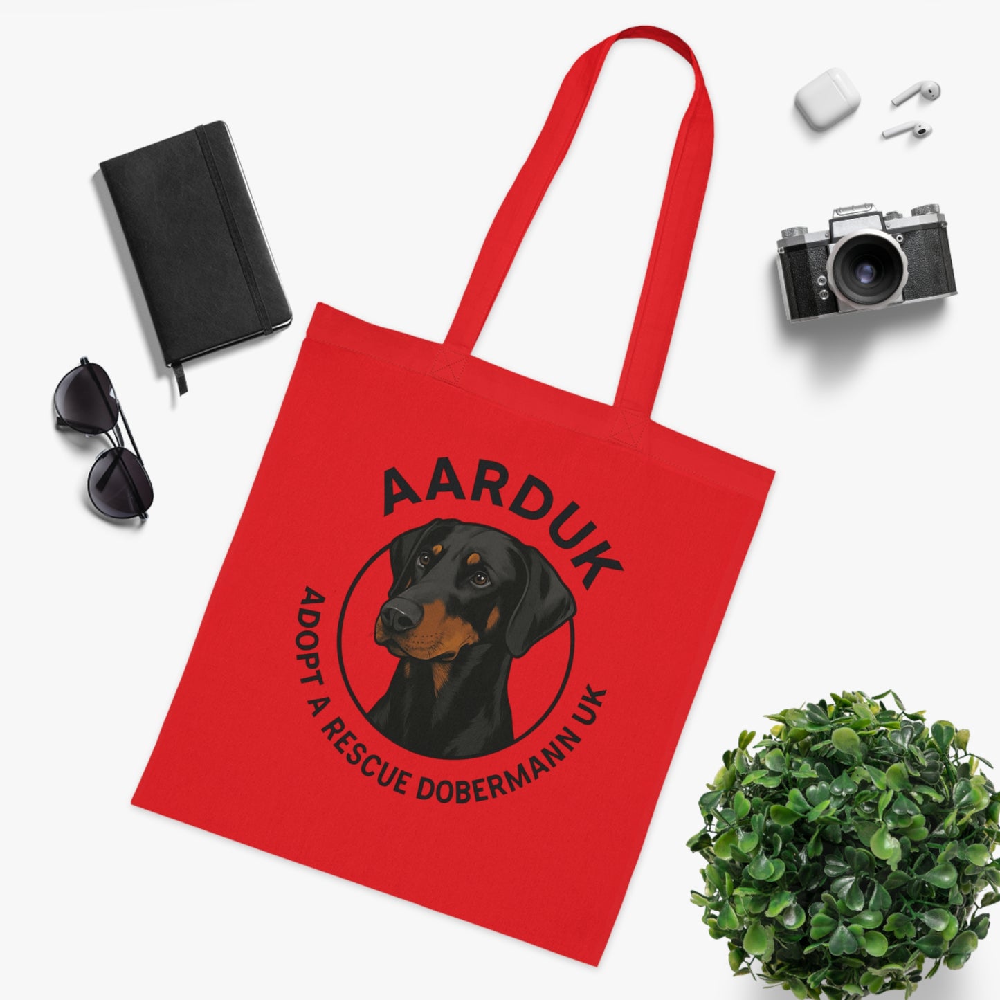 AARDUK Cotton Tote Bag - Eco-Friendly, Adoption Awareness Reusable Shopping Bag. (Black/Tan)