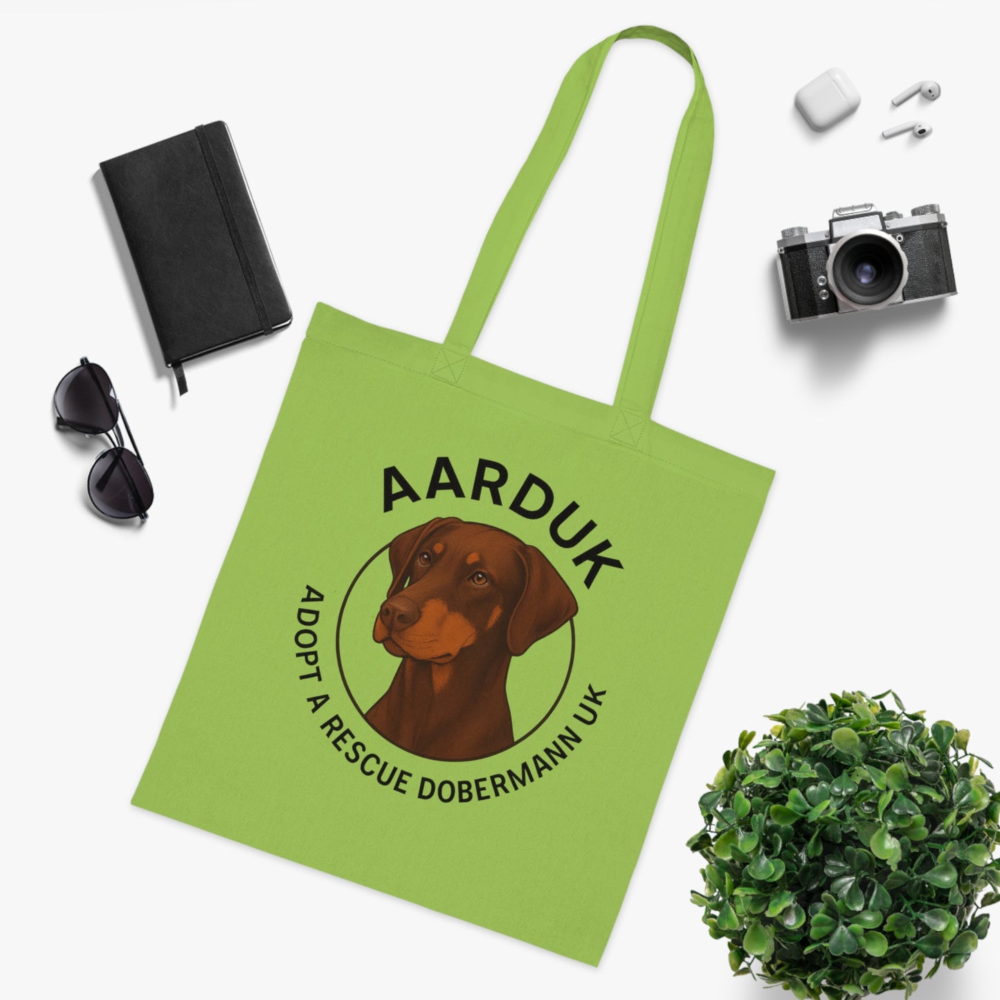 AARDUK Cotton Tote Bag - Eco-Friendly, Adoption Awareness, Reusable Shopping Bag. (Brown/Tan)