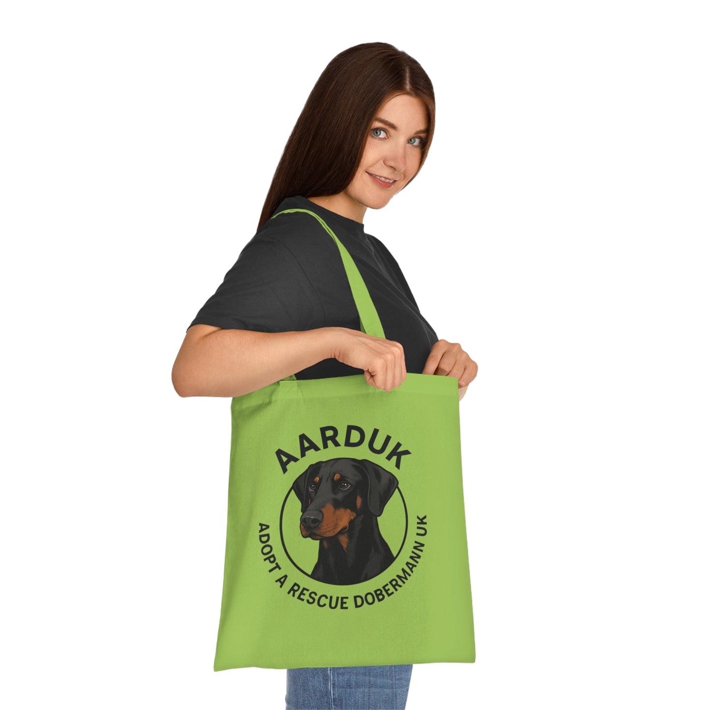 AARDUK Cotton Tote Bag - Eco-Friendly, Adoption Awareness Reusable Shopping Bag. (Black/Tan)