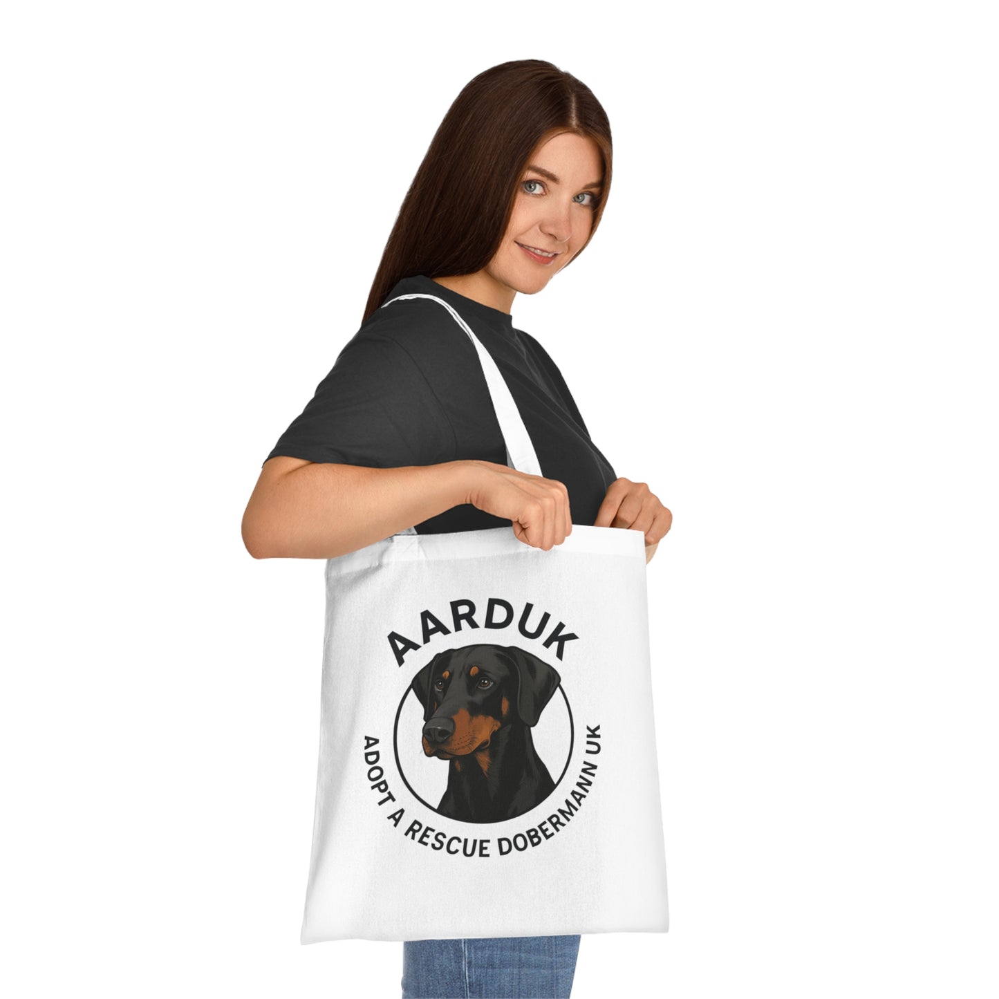 AARDUK Cotton Tote Bag - Eco-Friendly, Adoption Awareness Reusable Shopping Bag. (Black/Tan)