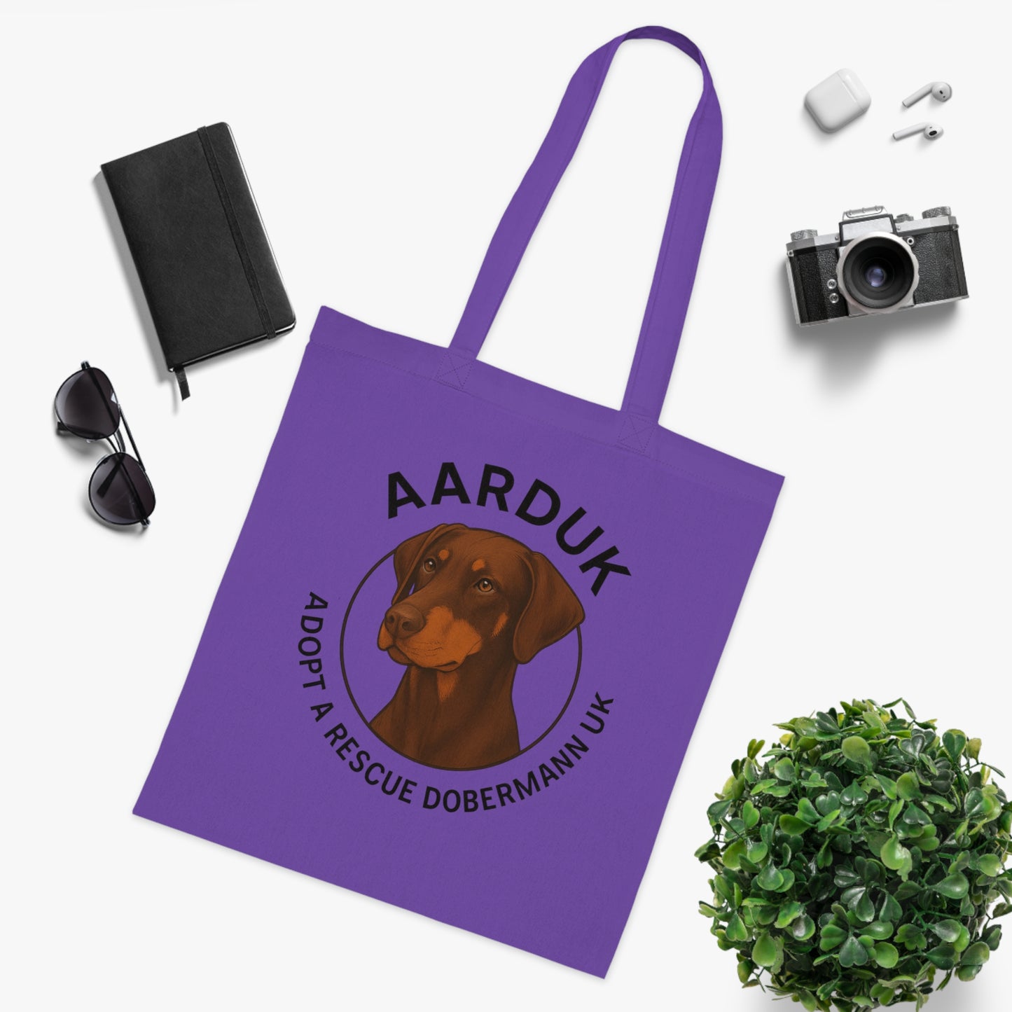 AARDUK Cotton Tote Bag - Eco-Friendly, Adoption Awareness, Reusable Shopping Bag. (Brown/Tan)