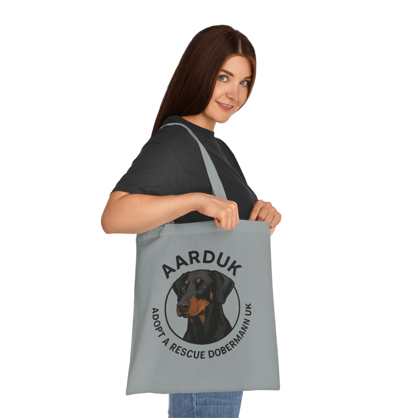 AARDUK Cotton Tote Bag - Eco-Friendly, Adoption Awareness Reusable Shopping Bag. (Black/Tan)