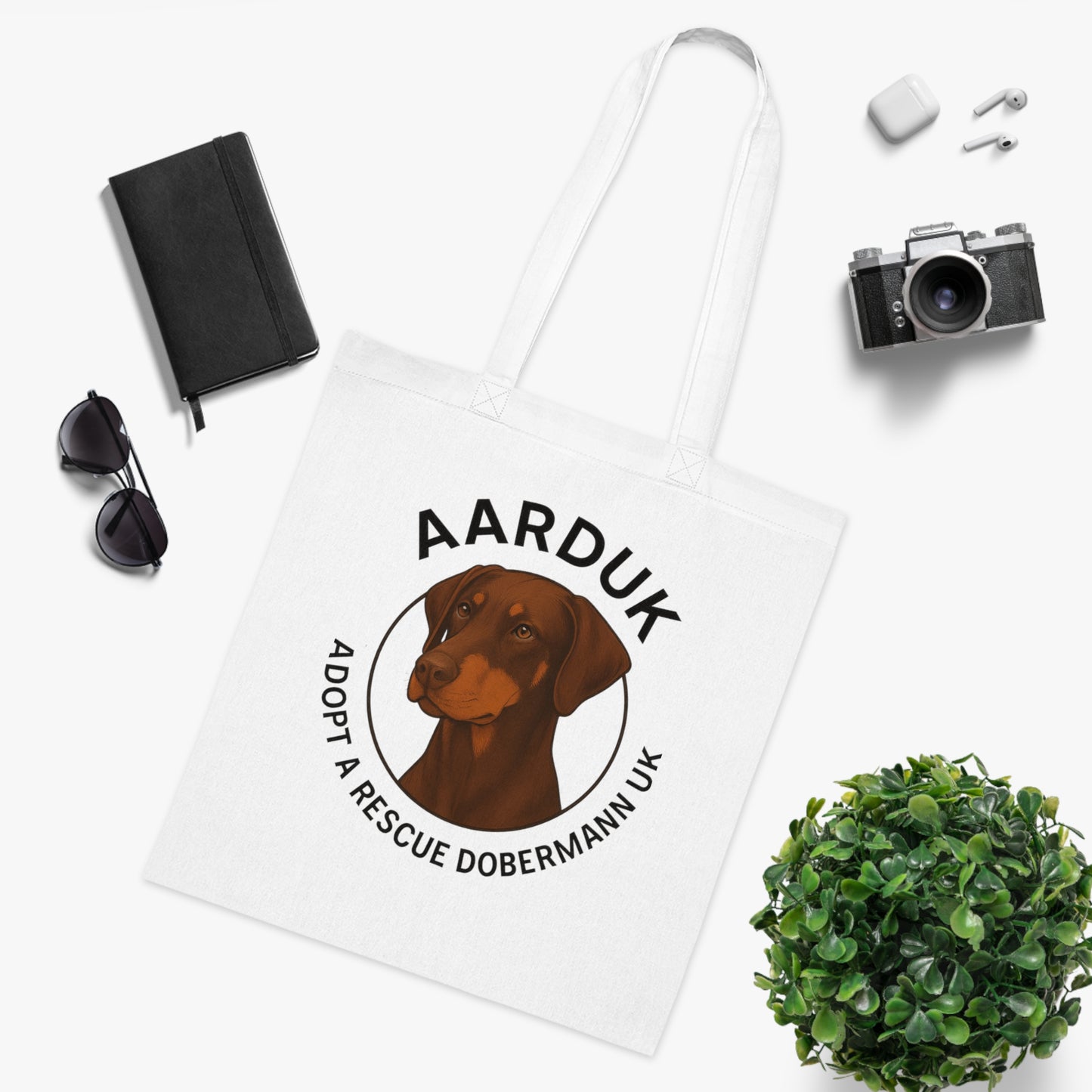 AARDUK Cotton Tote Bag - Eco-Friendly, Adoption Awareness, Reusable Shopping Bag. (Brown/Tan)