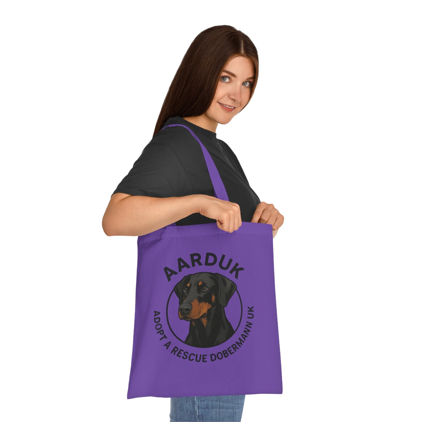 AARDUK Cotton Tote Bag - Eco-Friendly, Adoption Awareness Reusable Shopping Bag. (Black/Tan)